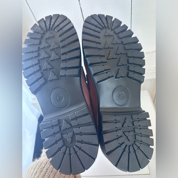 New Penny Loafers Faux Brown Suede Chunky Heels Women’s Size 40 Size 9 - Picture 3 of 7